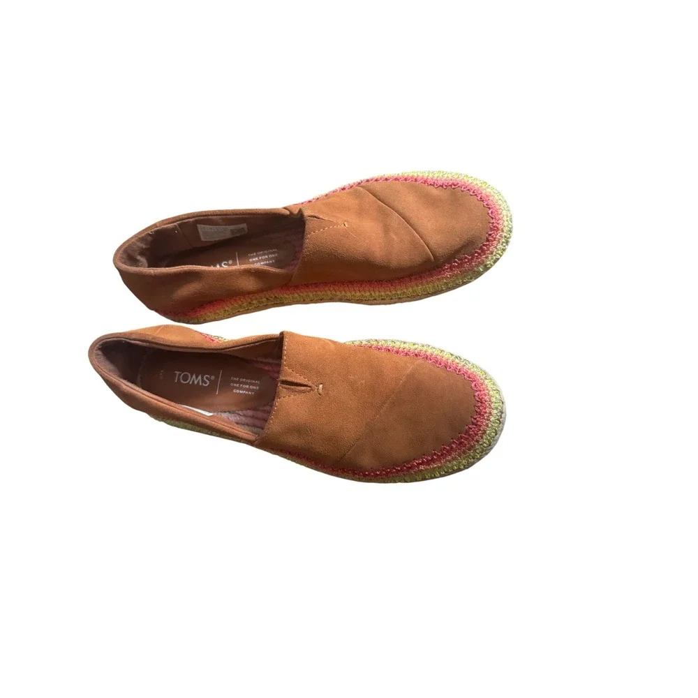 TOMS Alpargata Espadrille Suede Brown Shoes Size 9